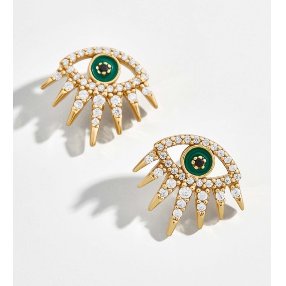 New! 👁 “Mati” Lucky Eye Crystal Stud Earrings - Picture 3 of 4